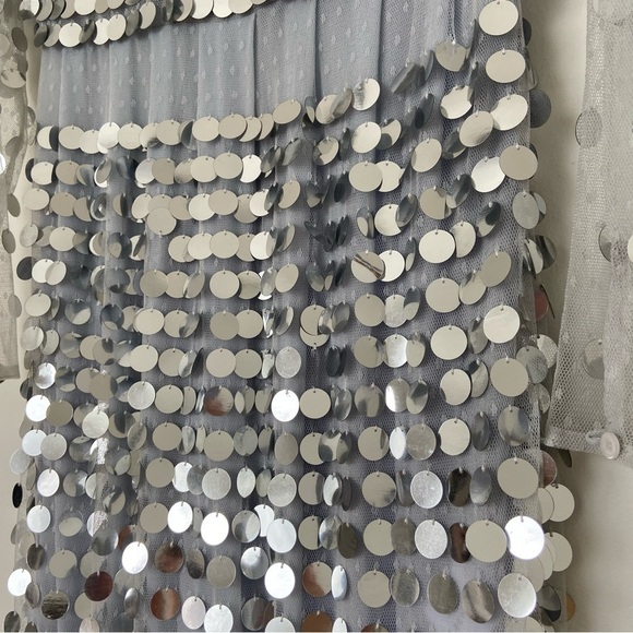 Alexachung Paillette Embellished Silver Sequin Mirror Ball Tulle Midi Dress - Picture 6 of 16